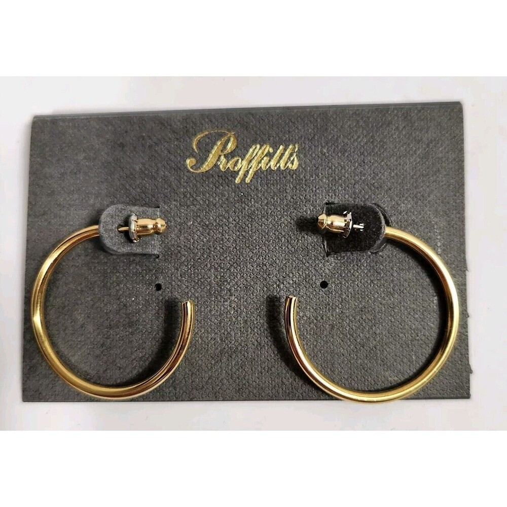 Vintage Proffitts Goldtone Pierced Hoop  Earrings NEW!!